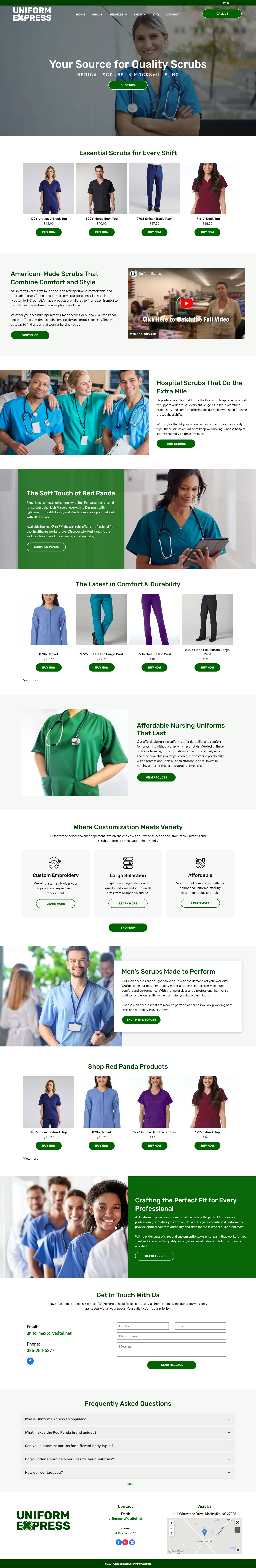 Screenshot of Uniform Express LLC's homepage