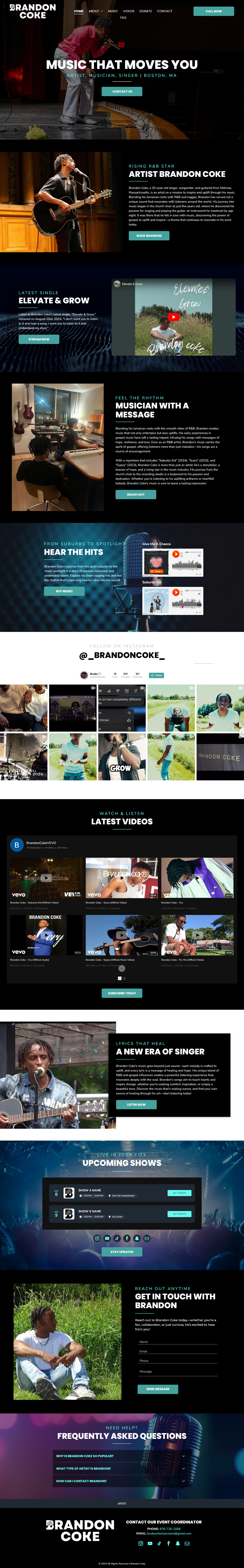 Screenshot of Brandon Coke's website.
