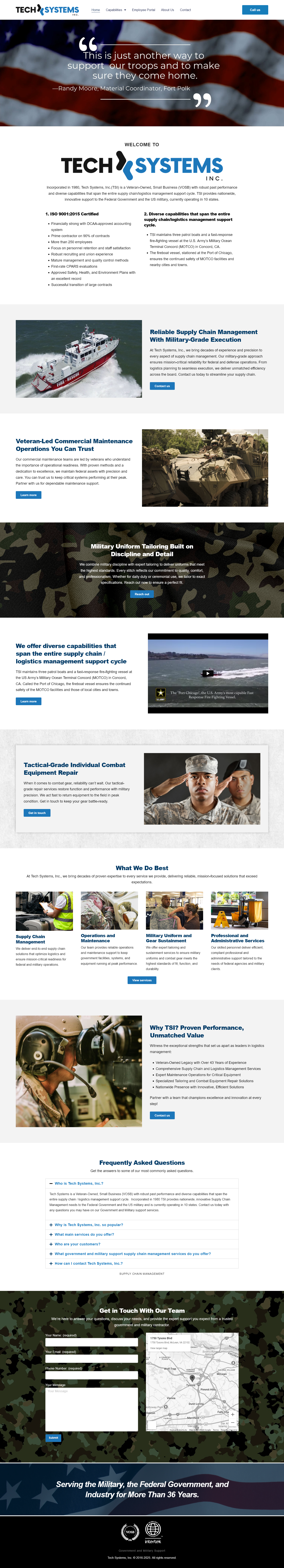 Screenshot of Tech Systems Inc.'s website.